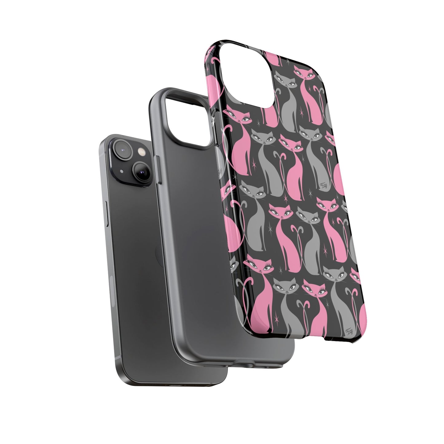 Mod Love Cats on Black • Tough Phone Case