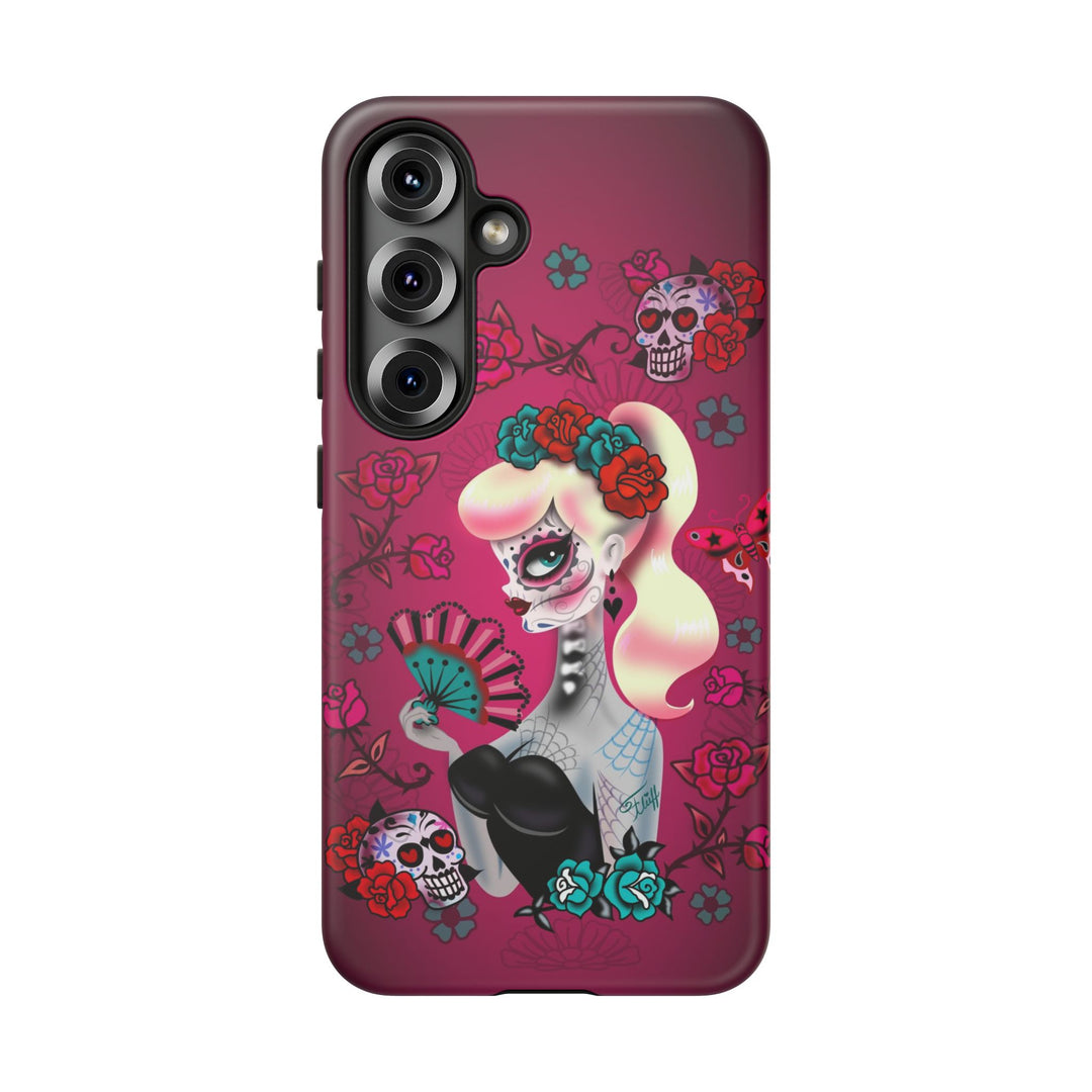 Blonde Sugar Skull Pinup Girl • Tough Phone Case