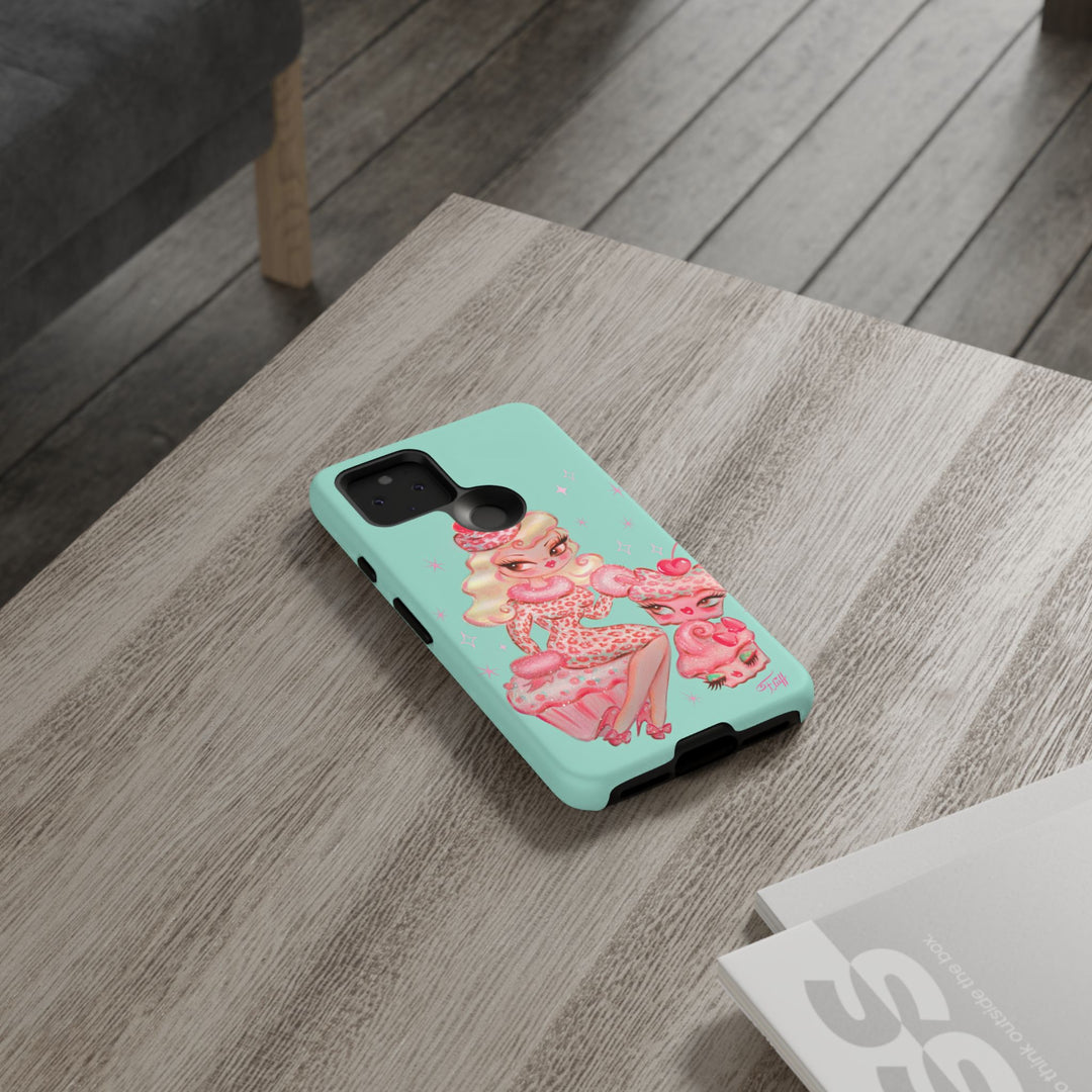 Leopard and Pink Cupcake Girl • Tough Phone Case