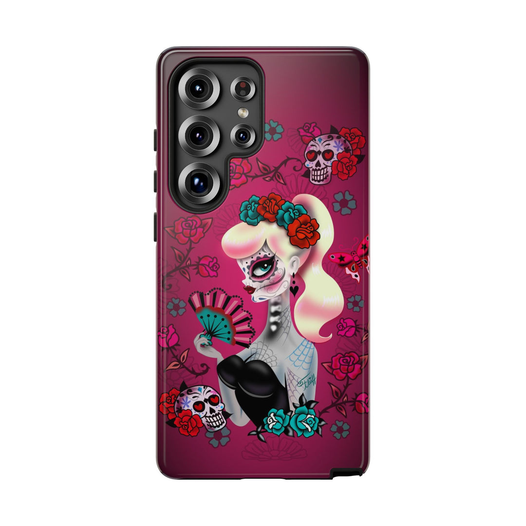 Blonde Sugar Skull Pinup Girl • Tough Phone Case
