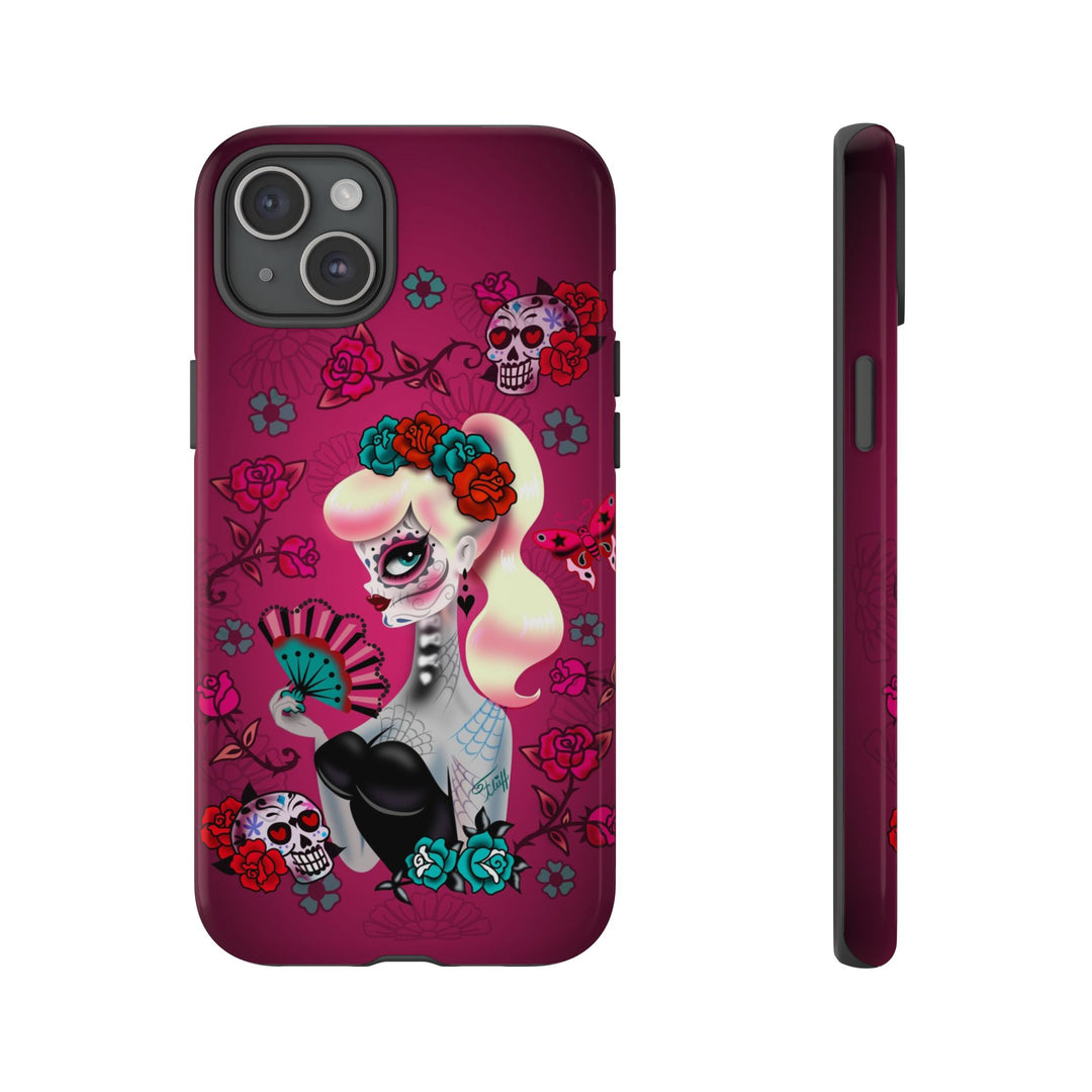 Blonde Sugar Skull Pinup Girl • Tough Phone Case