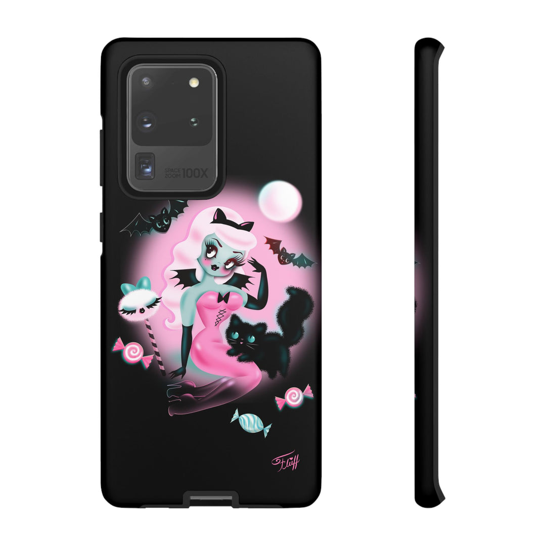 Pastel Candy Vampire with Kitty on Black • Tough Phone Case