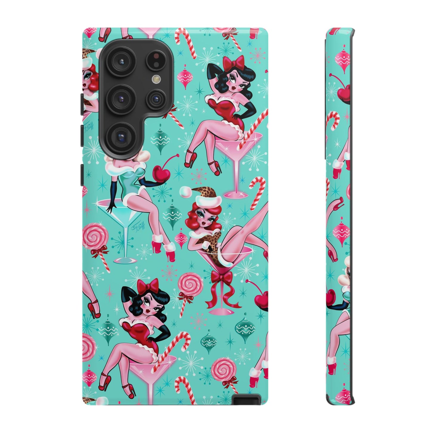 Christmas Candy Martini Pinup Girls • Tough Phone Case