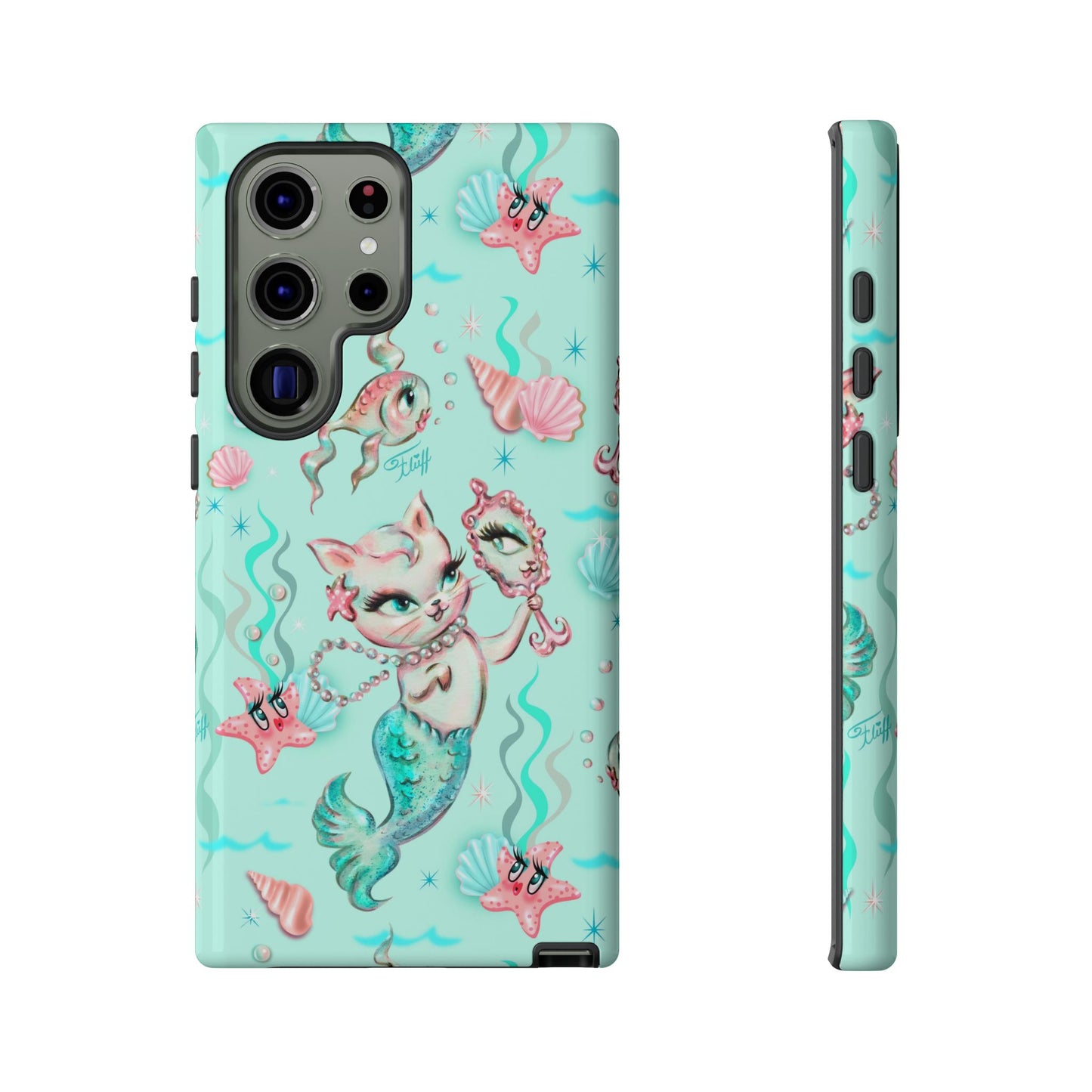 Merkitten with Pearls Aqua • Tough Phone Case