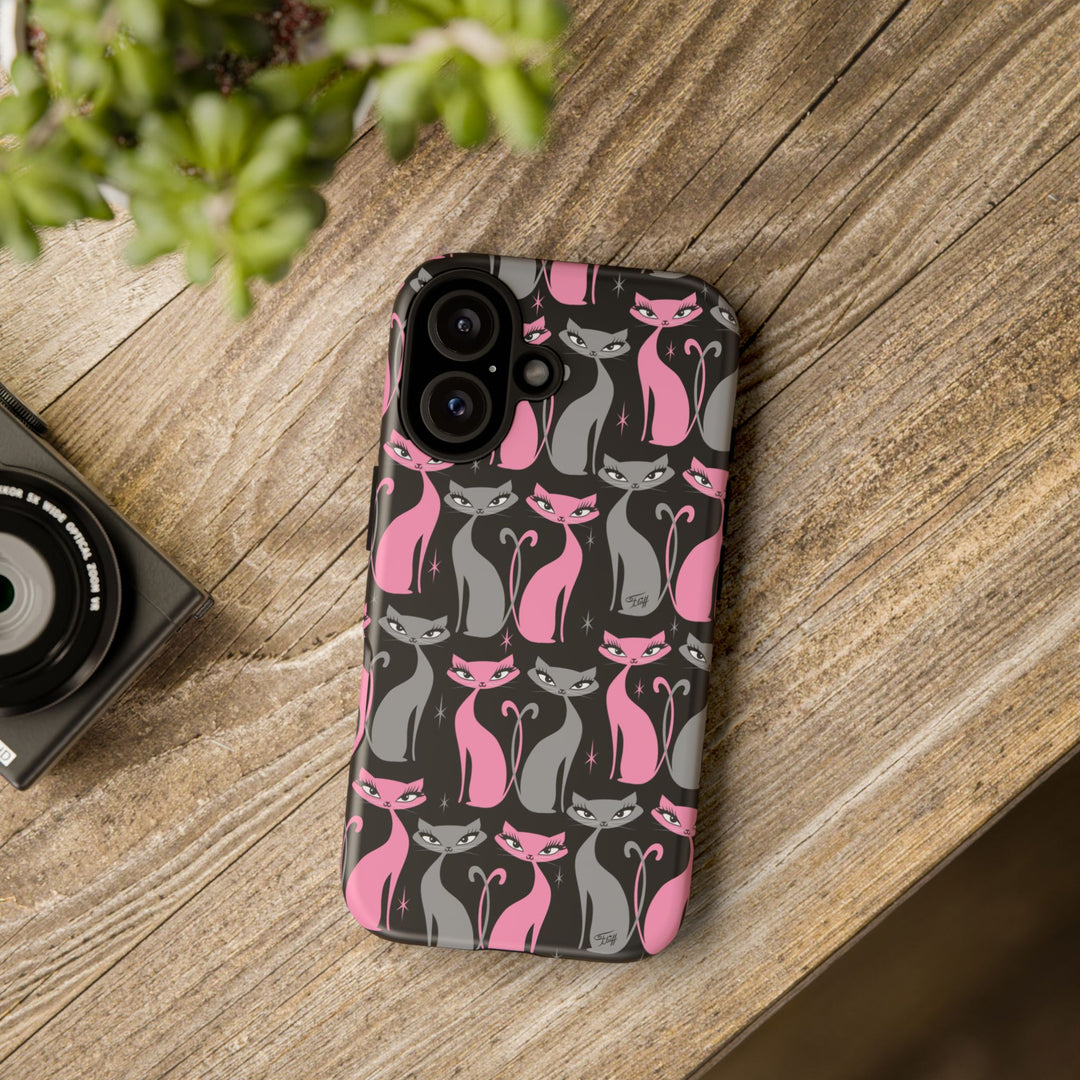 Mod Love Cats on Black • Tough Phone Case