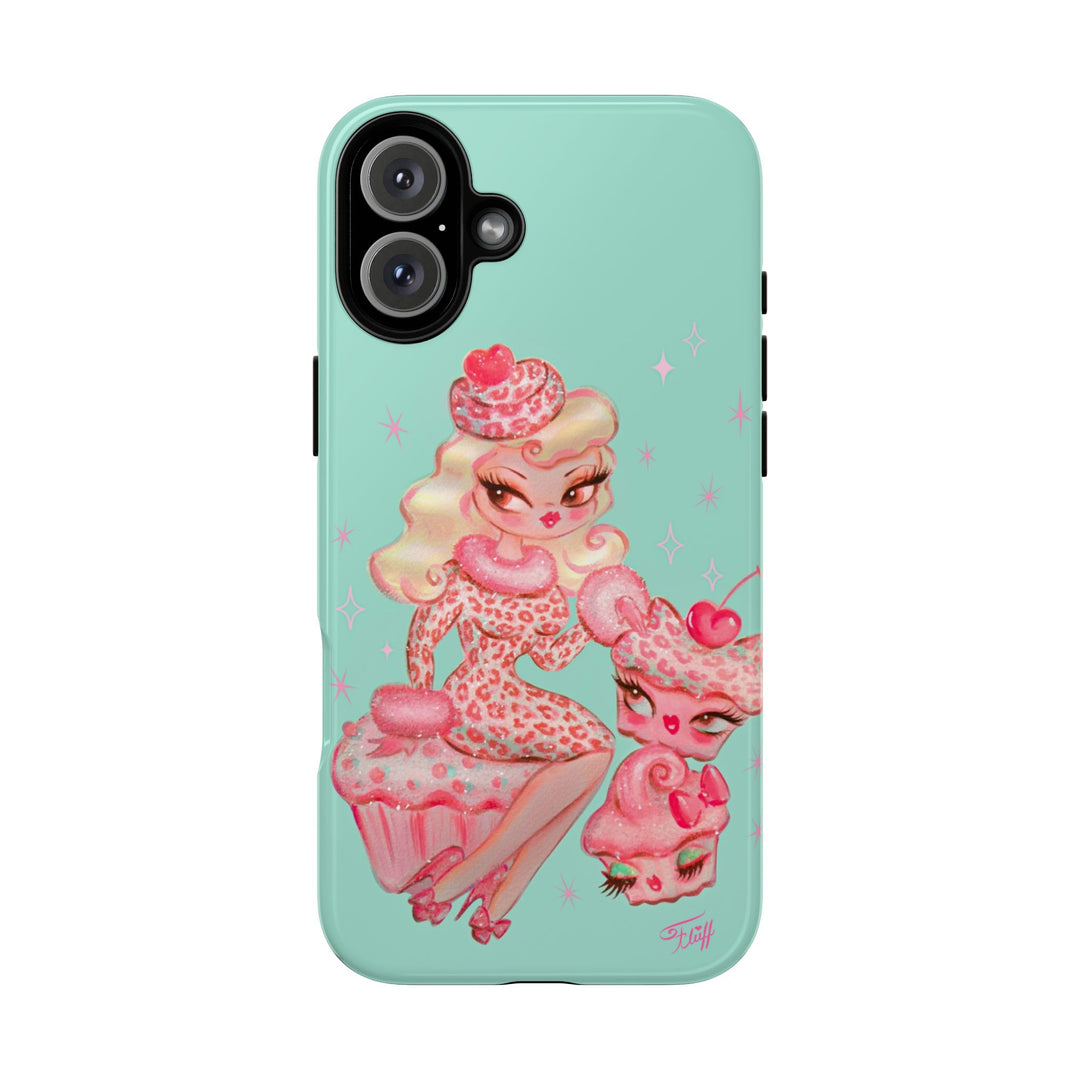 Leopard and Pink Cupcake Girl • Tough Phone Case