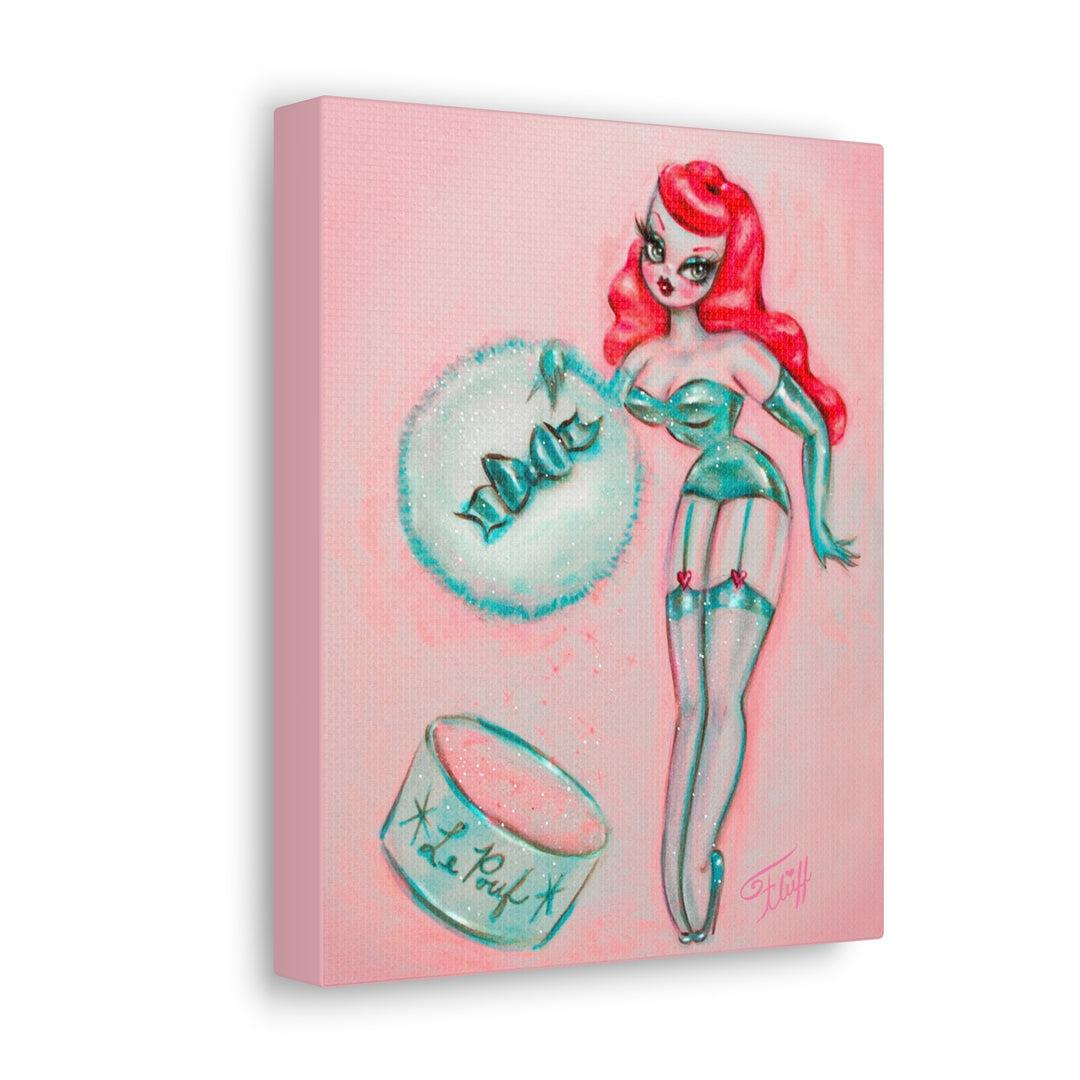 Redhead Mint Powder Puff Girl • Canvas Gallery Wrap