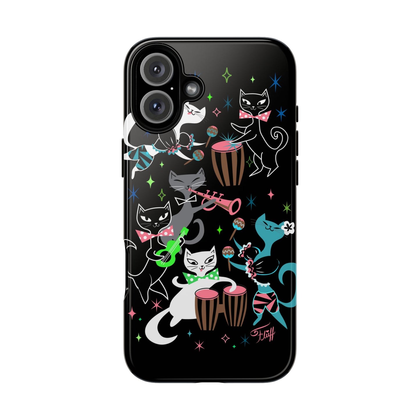 Mambo Kitties Band on Black • Tough Phone Case