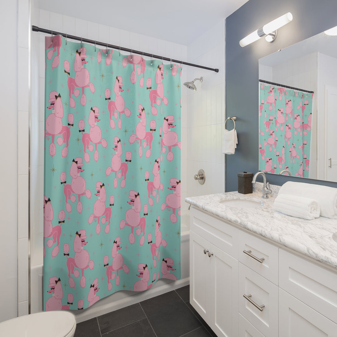 Penelope Pink Prancing Poodles • Shower Curtain