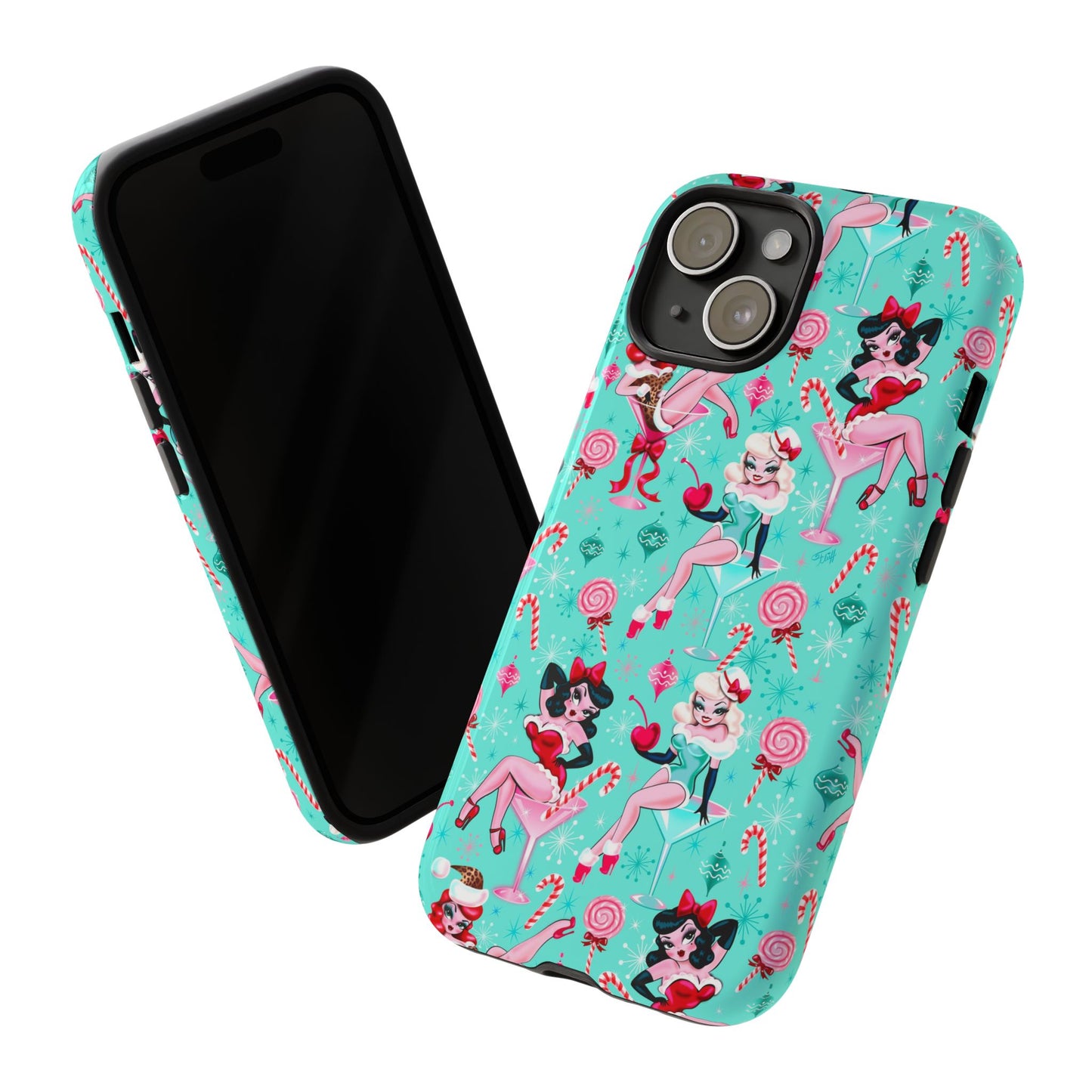 Christmas Candy Martini Pinup Girls • Tough Phone Case