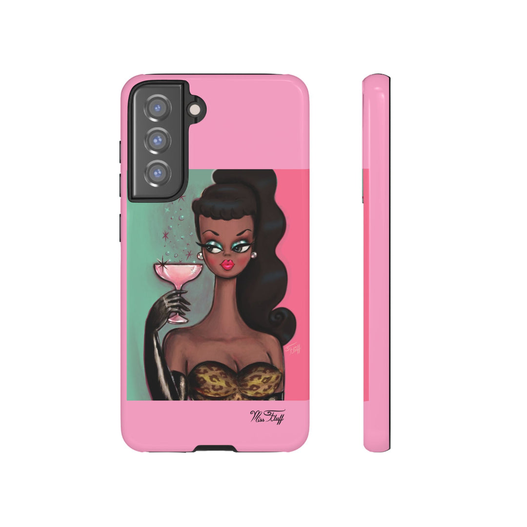 Brunette with Pink Champagne • Tough Phone Case