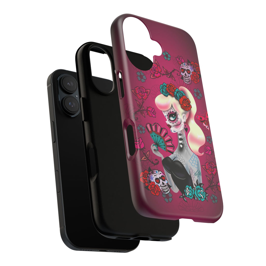 Blonde Sugar Skull Pinup Girl • Tough Phone Case