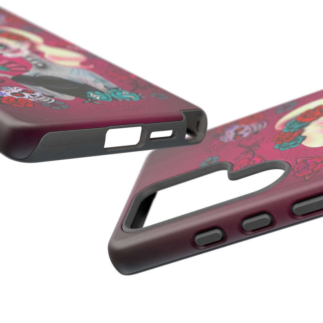 Blonde Sugar Skull Pinup Girl • Tough Phone Case