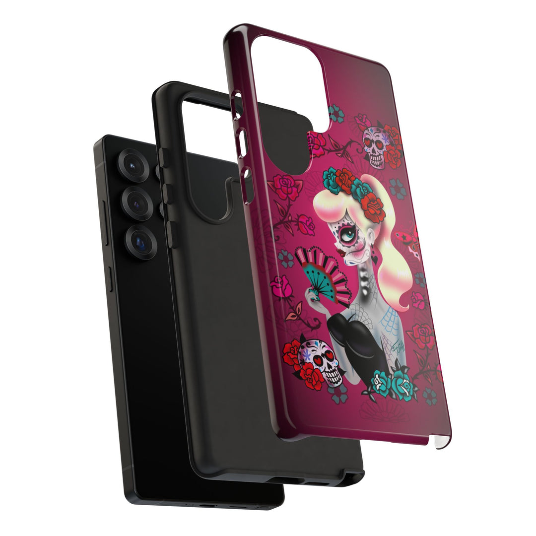 Blonde Sugar Skull Pinup Girl • Tough Phone Case