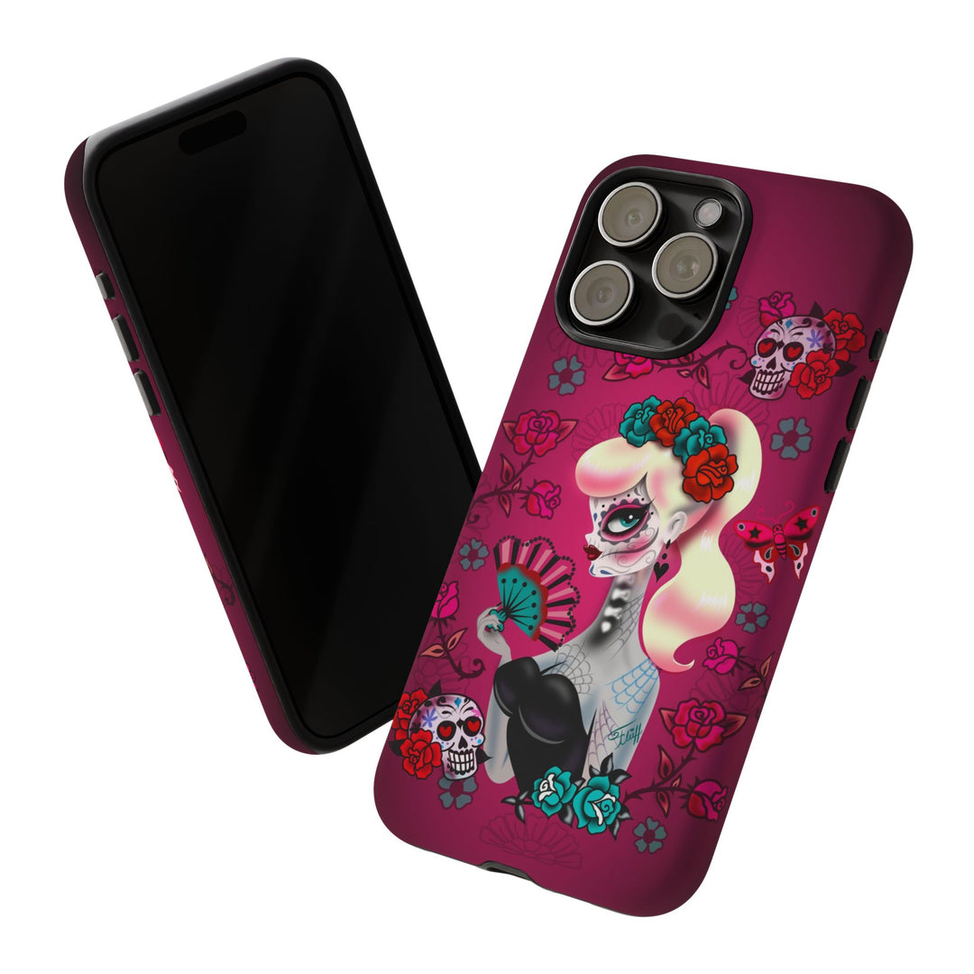 Blonde Sugar Skull Pinup Girl • Tough Phone Case
