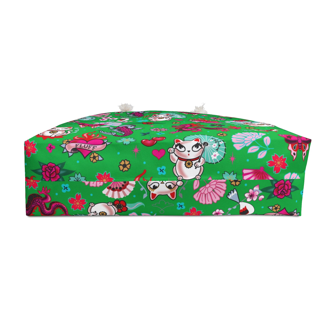 Lucky Cat on Green • Weekender Bag