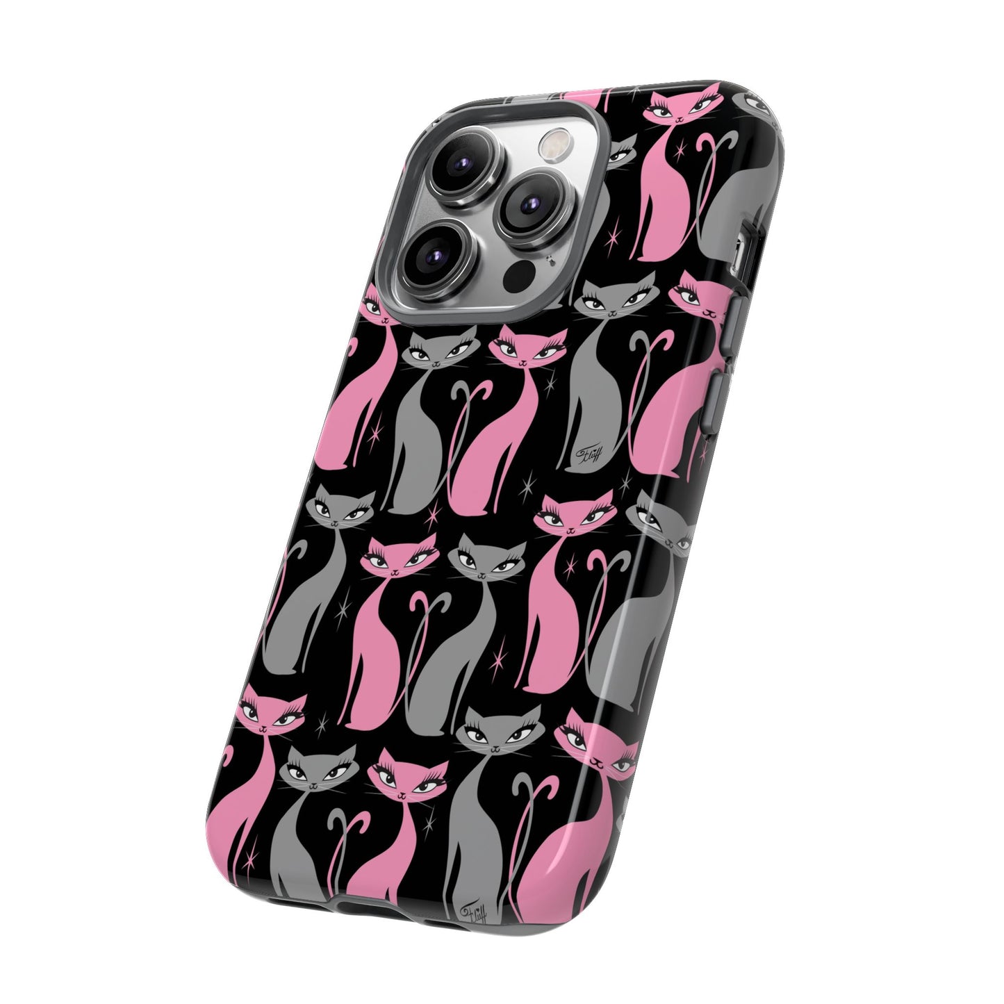 Mod Love Cats on Black • Tough Phone Case