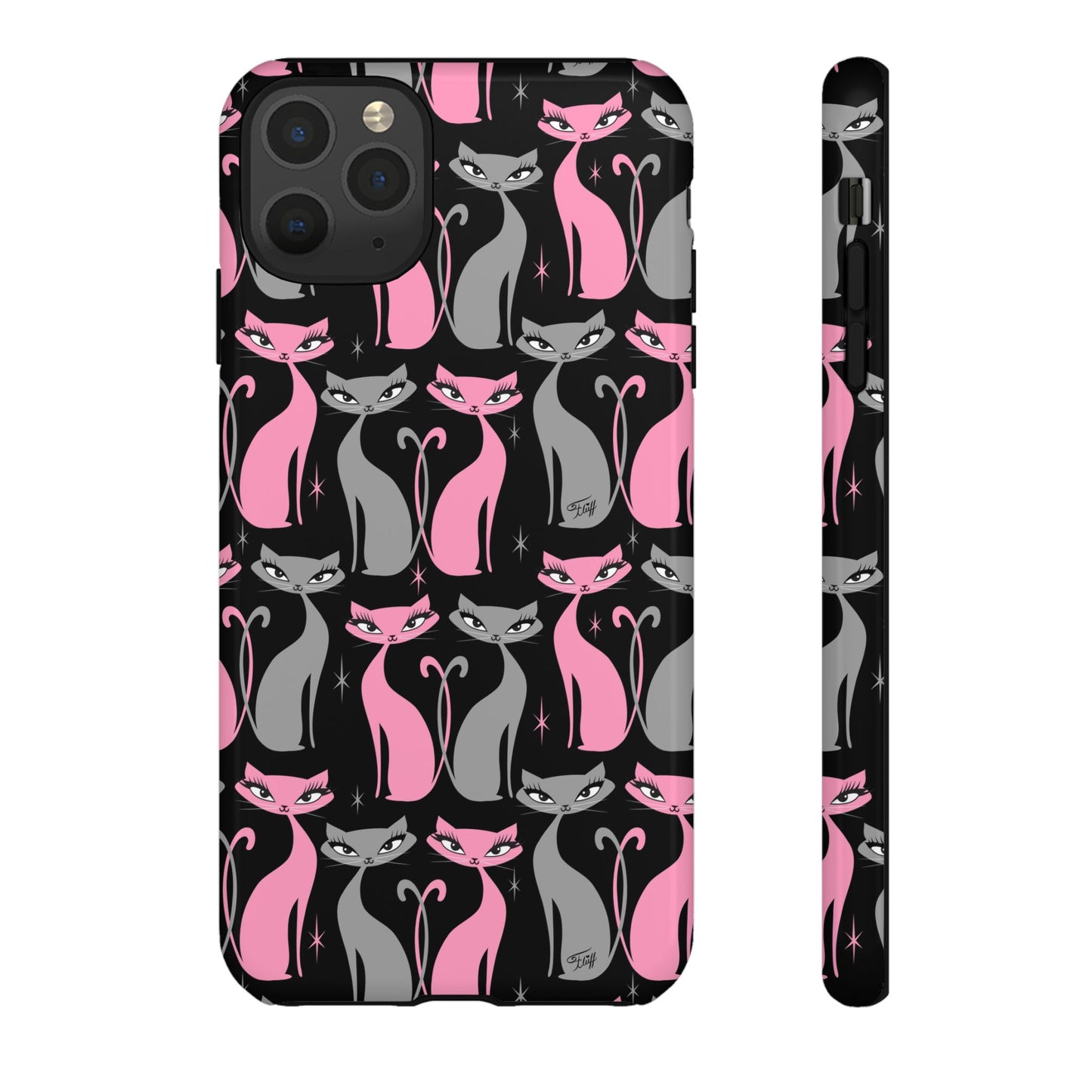 Mod Love Cats on Black • Tough Phone Case