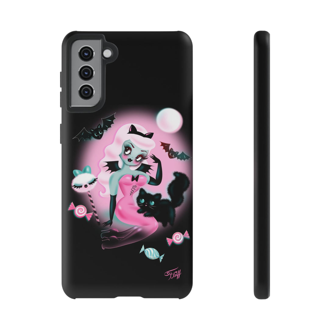 Pastel Candy Vampire with Kitty on Black • Tough Phone Case