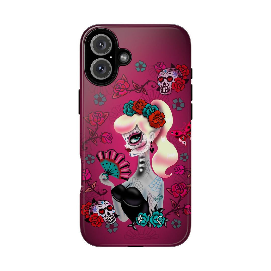 Blonde Sugar Skull Pinup Girl • Tough Phone Case