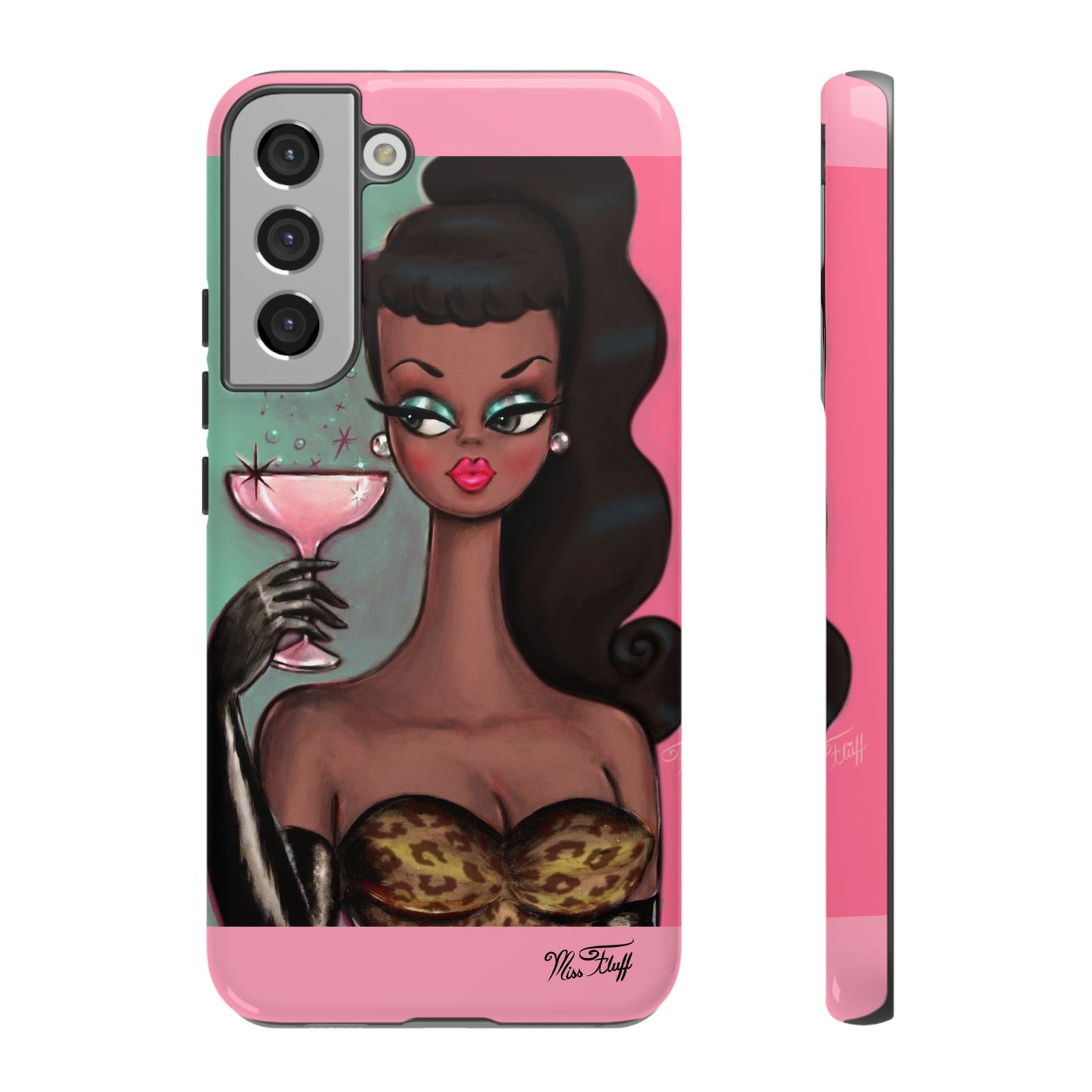 Brunette with Pink Champagne • Tough Phone Case