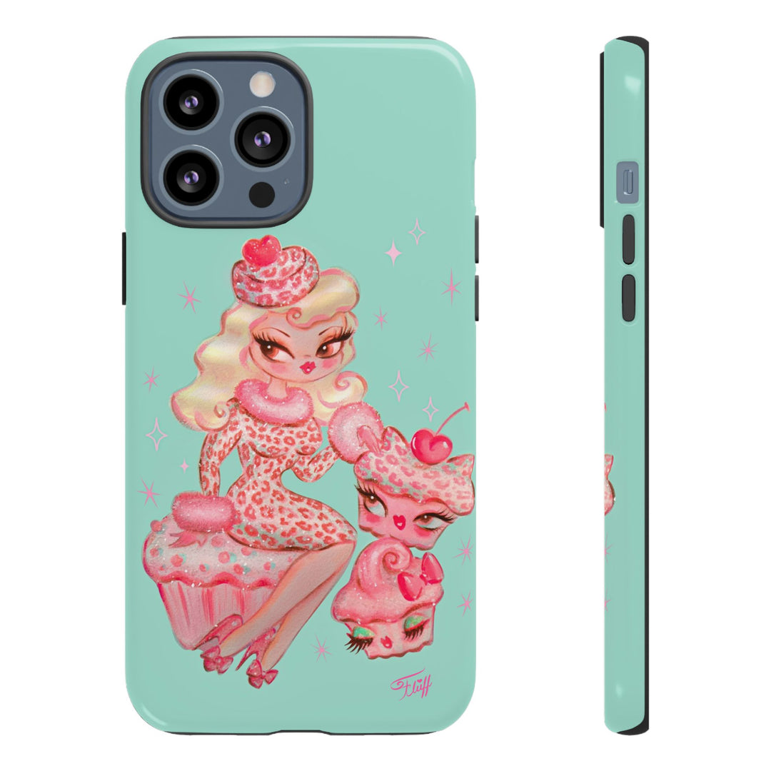 Leopard and Pink Cupcake Girl • Tough Phone Case