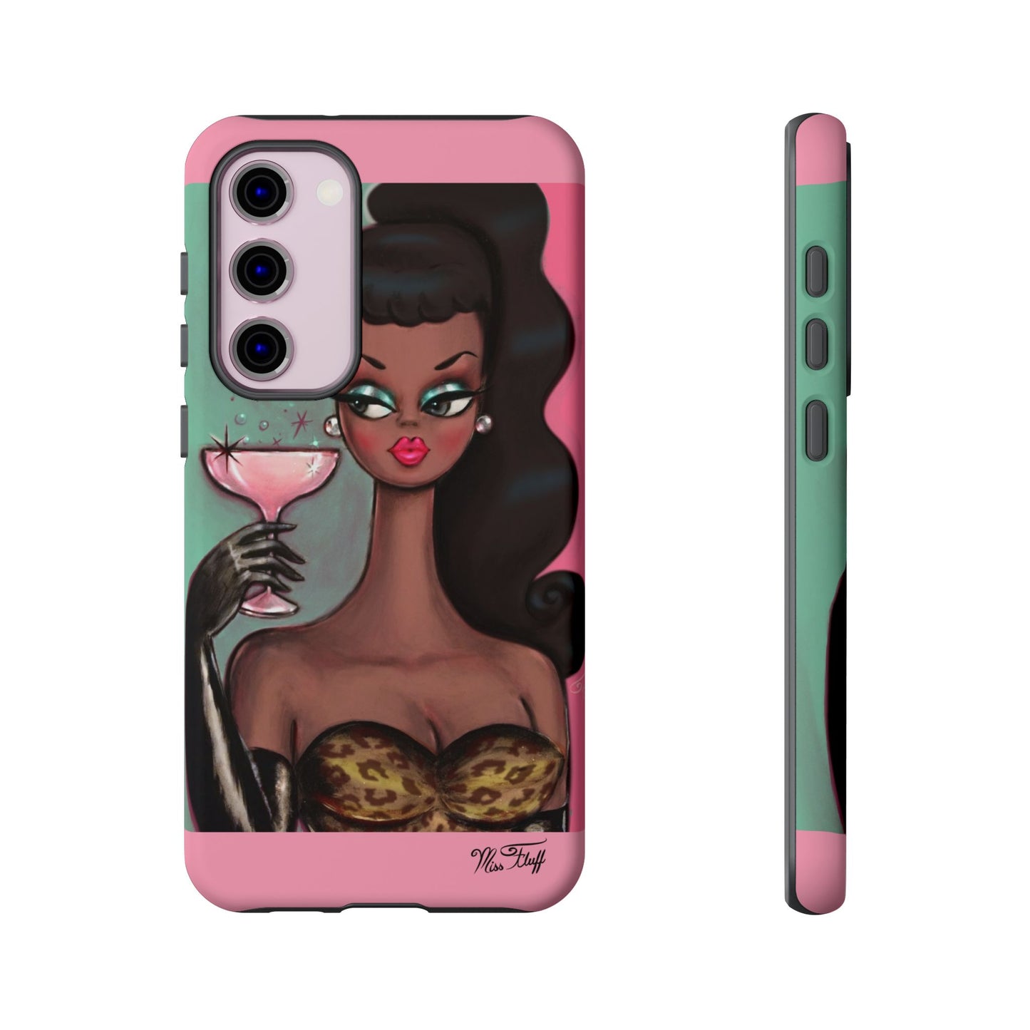 Brunette with Pink Champagne • Tough Phone Case