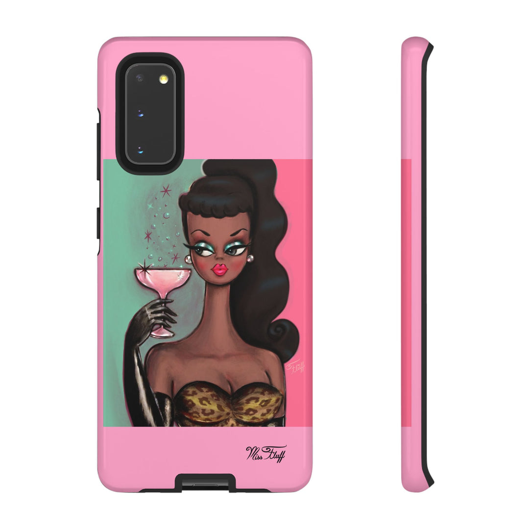 Brunette with Pink Champagne • Tough Phone Case