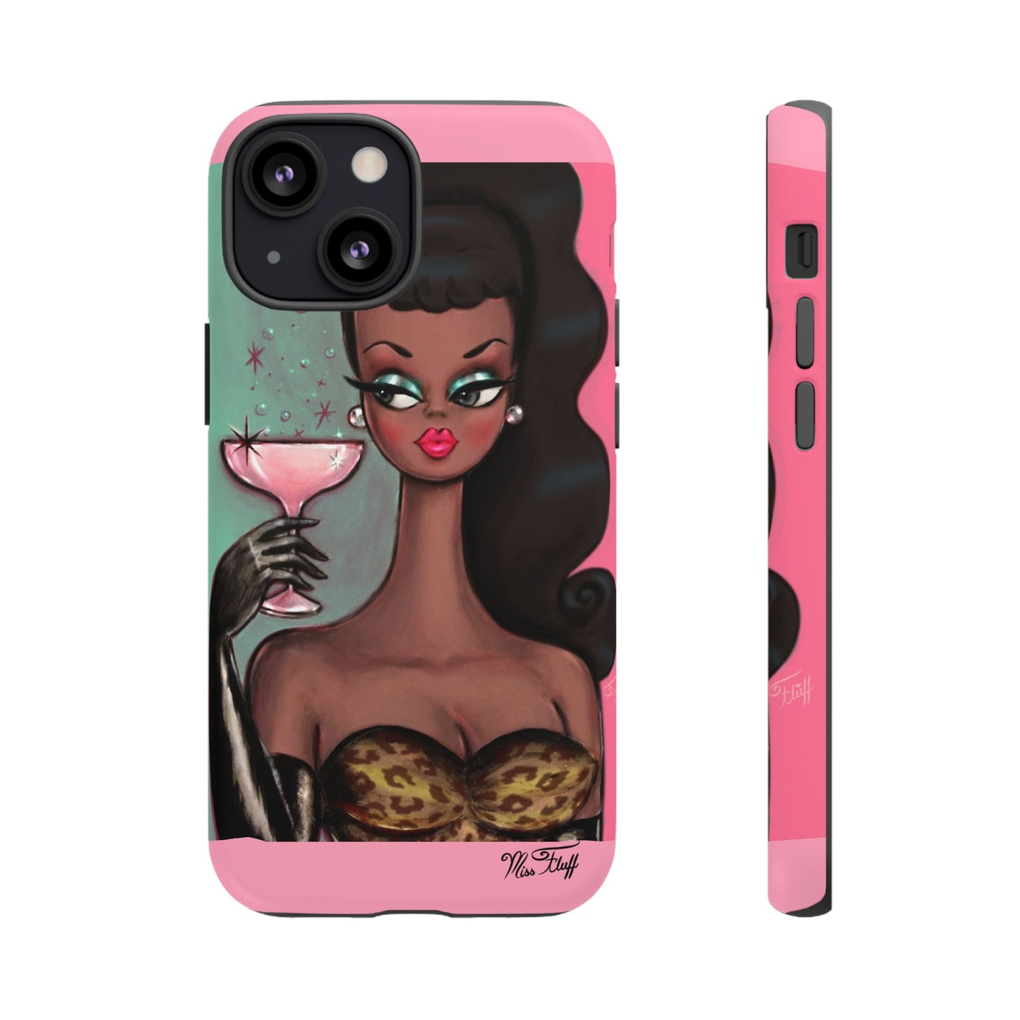 Brunette with Pink Champagne • Tough Phone Case