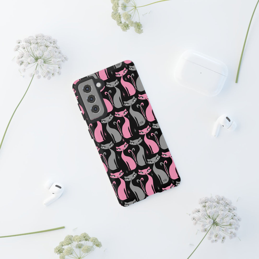 Mod Love Cats on Black • Tough Phone Case