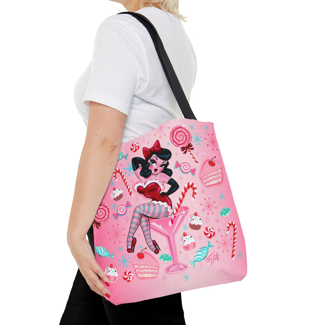 Candy Cane Martini Girl • Tote Bag