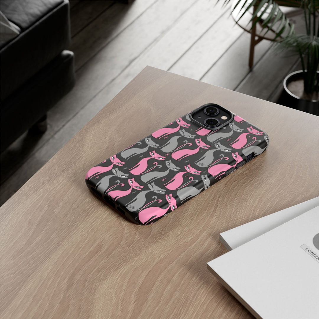 Mod Love Cats on Black • Tough Phone Case