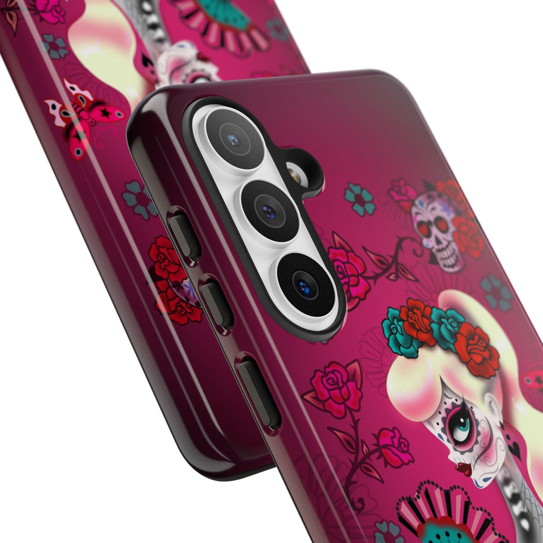 Blonde Sugar Skull Pinup Girl • Tough Phone Case