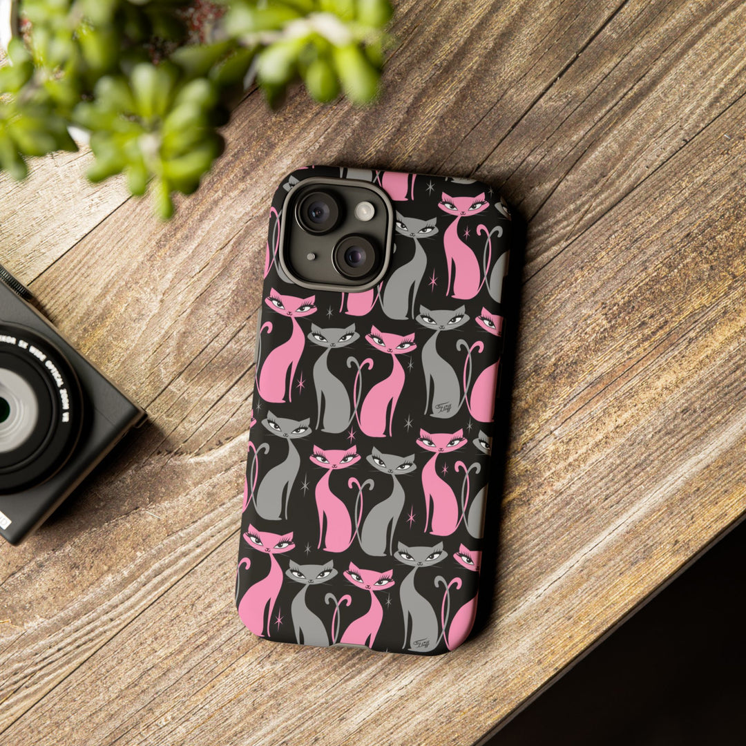 Mod Love Cats on Black • Tough Phone Case