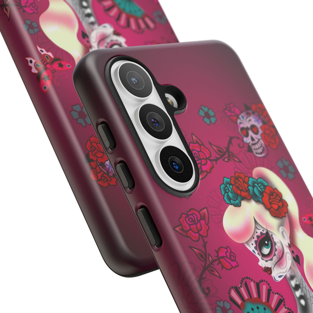 Blonde Sugar Skull Pinup Girl • Tough Phone Case