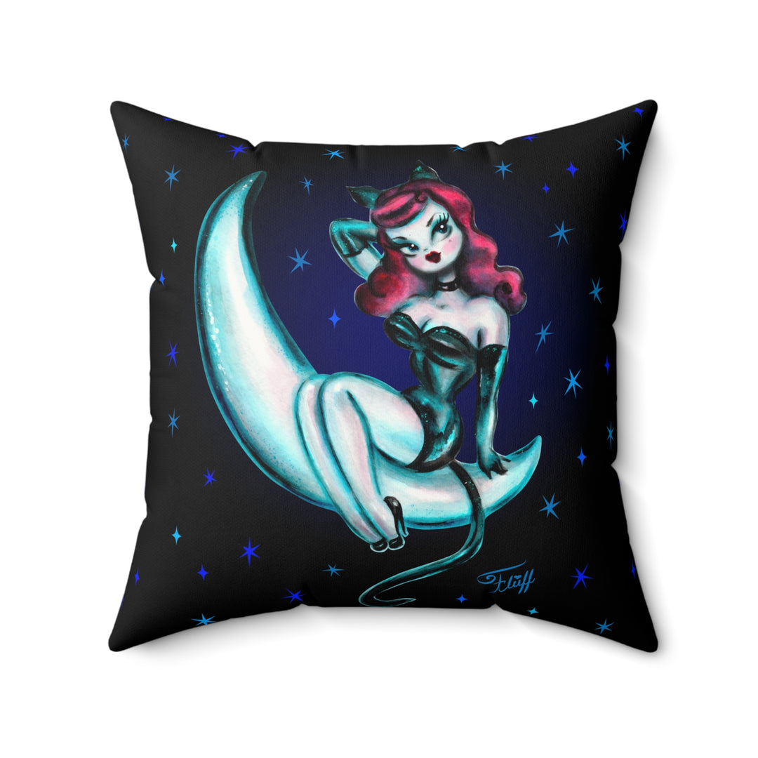 Kitten on the Moon • Faux Suede Pillow