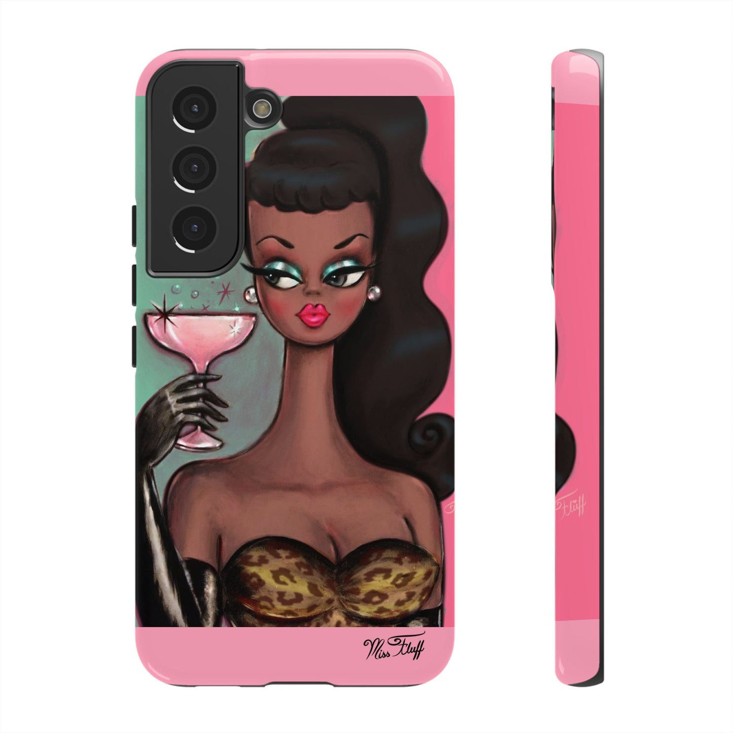 Brunette with Pink Champagne • Tough Phone Case