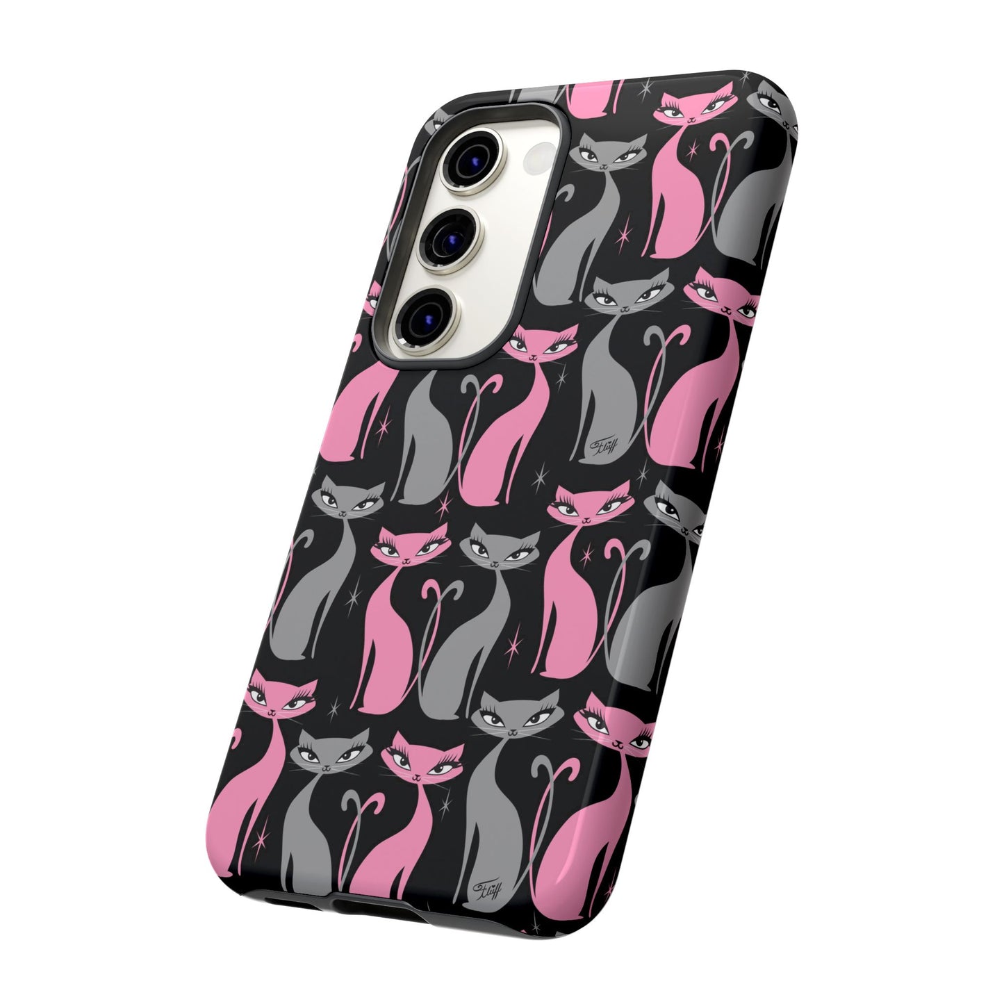 Mod Love Cats on Black • Tough Phone Case