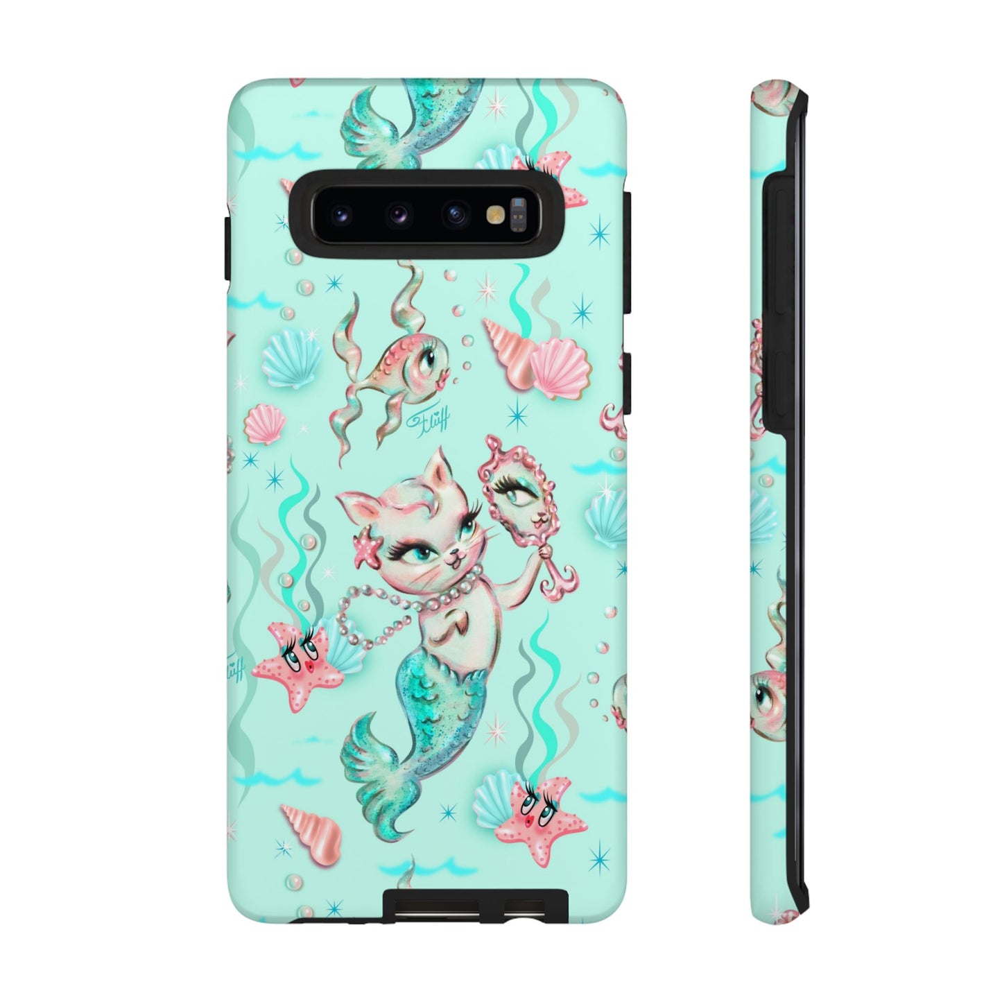 Merkitten with Pearls Aqua • Tough Phone Case