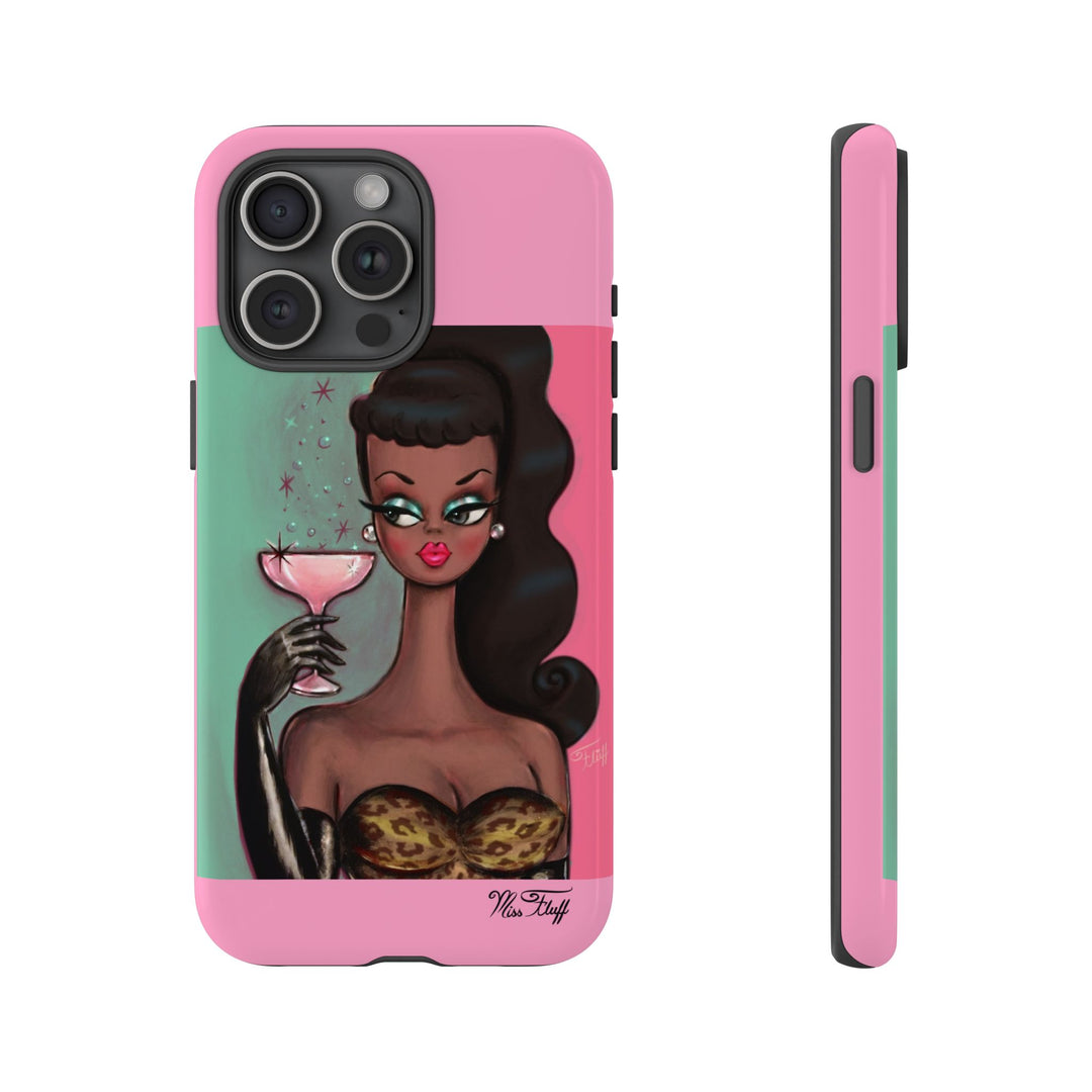 Brunette with Pink Champagne • Tough Phone Case