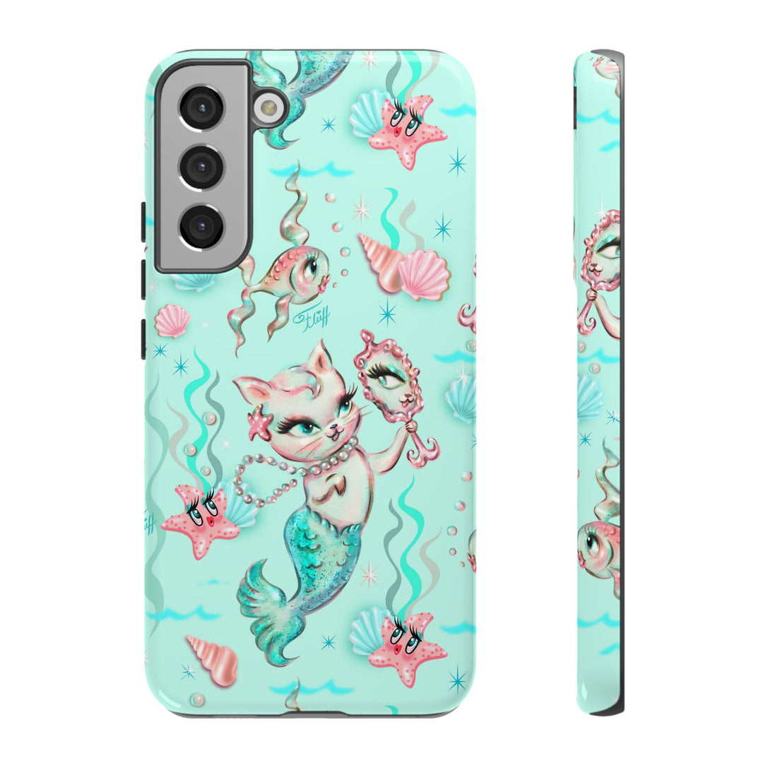 Merkitten with Pearls Aqua • Tough Phone Case