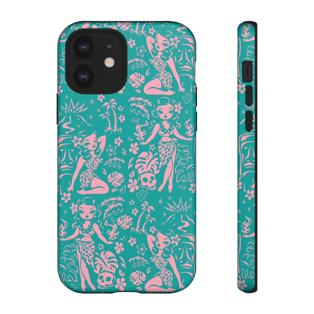 Tiki Temptress - Aqua and Pink • Tough Phone Case