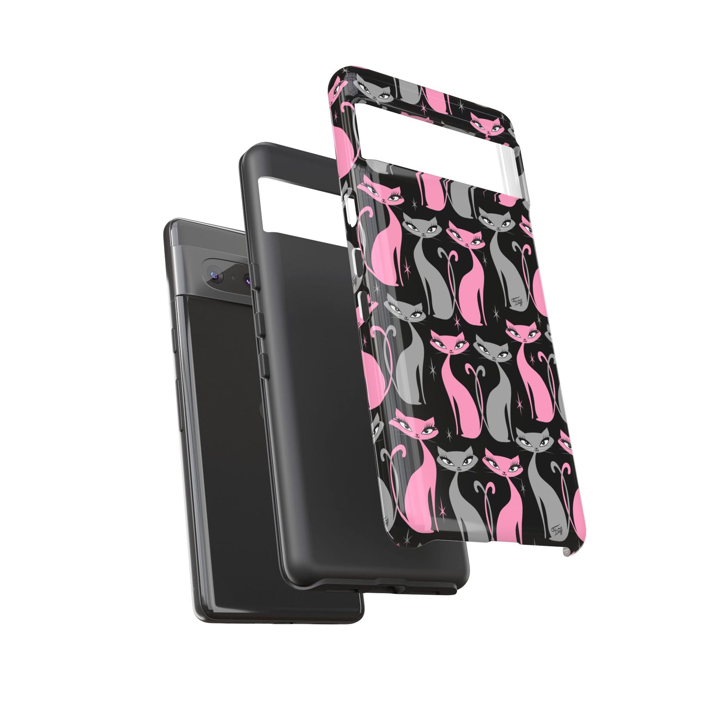 Mod Love Cats on Black • Tough Phone Case