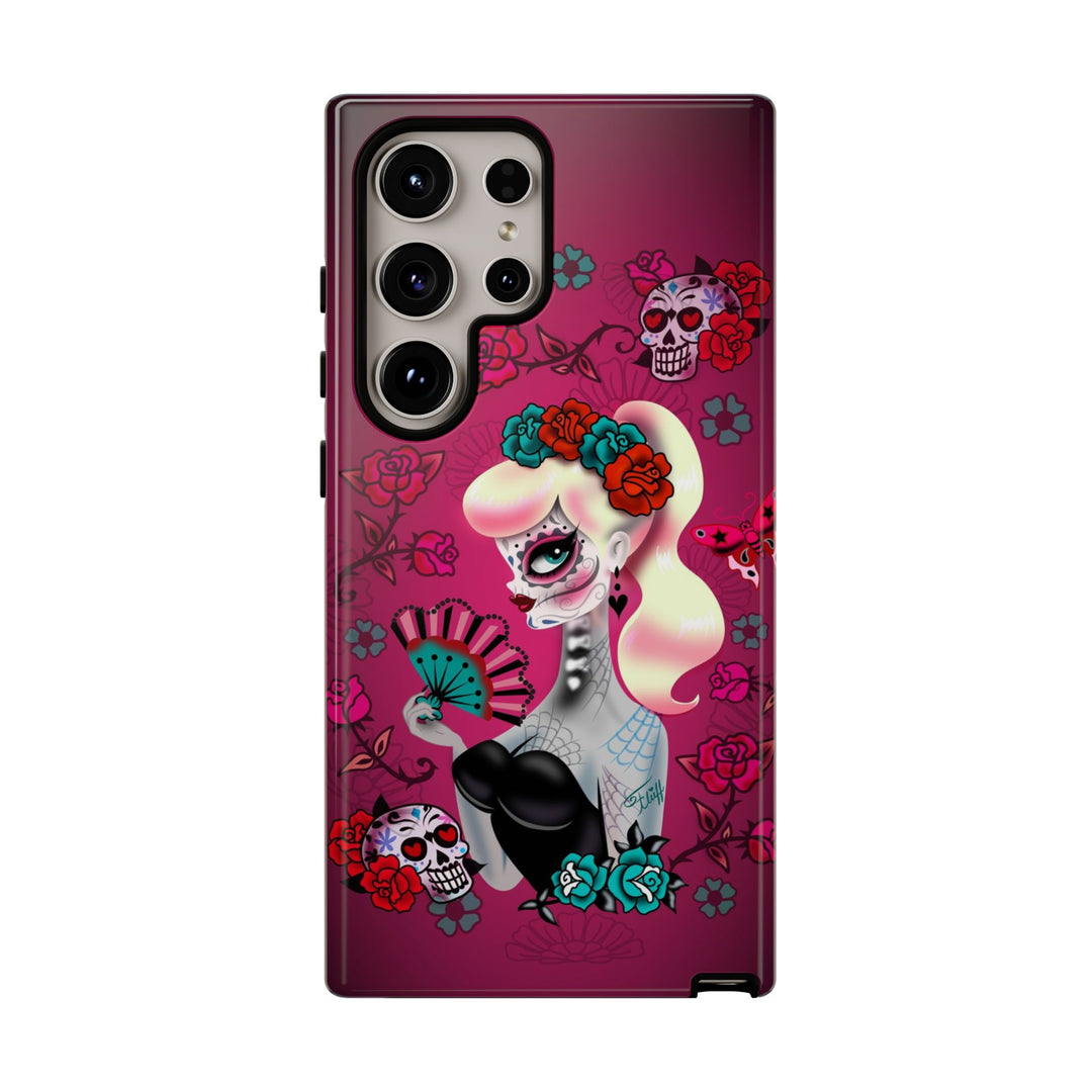 Blonde Sugar Skull Pinup Girl • Tough Phone Case
