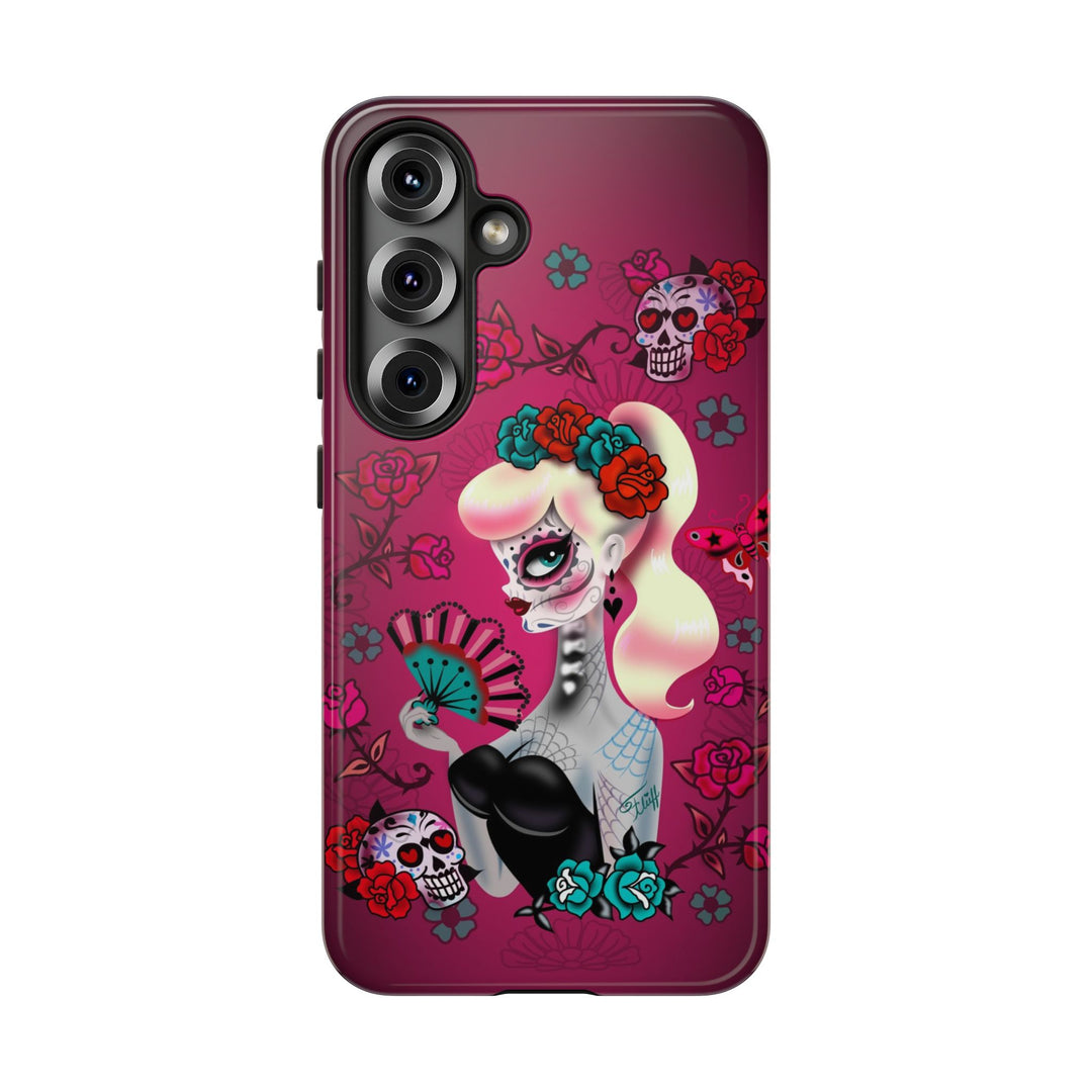 Blonde Sugar Skull Pinup Girl • Tough Phone Case