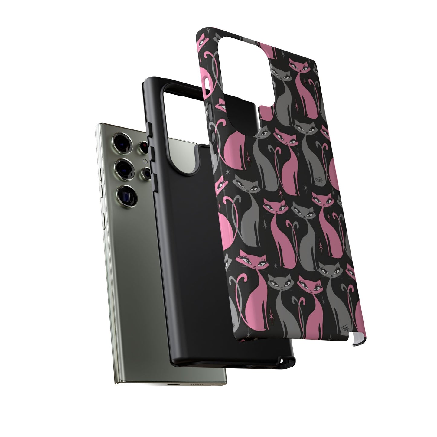 Mod Love Cats on Black • Tough Phone Case