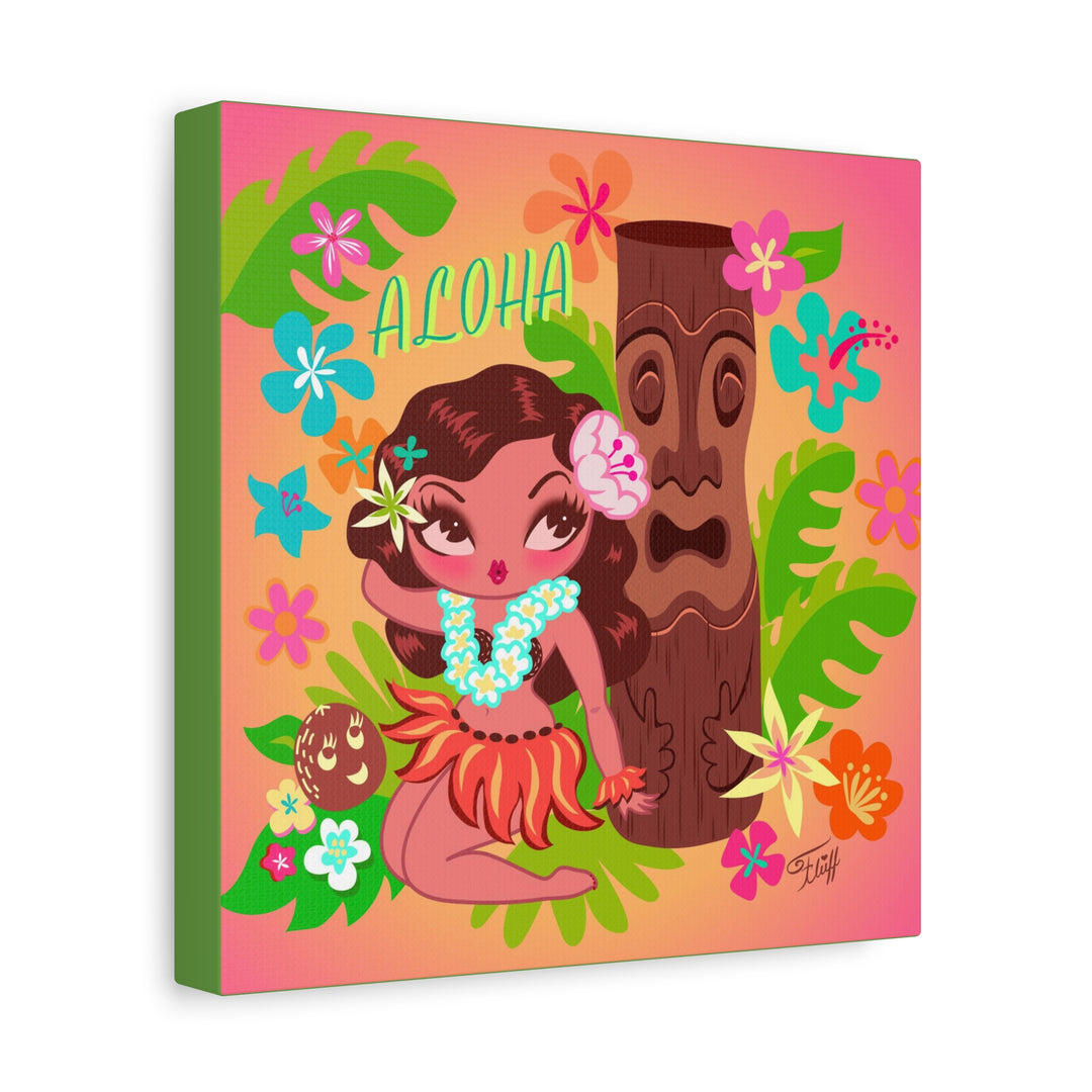 Hula Cutie with Tiki • Canvas Gallery Wrap