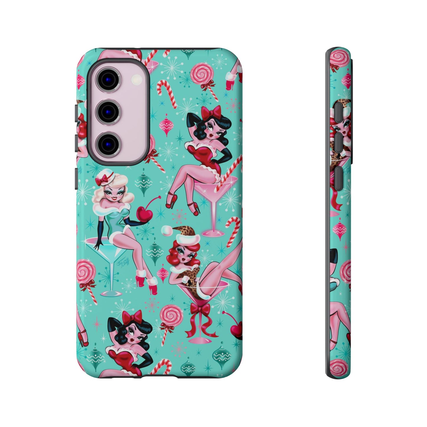 Christmas Candy Martini Pinup Girls • Tough Phone Case