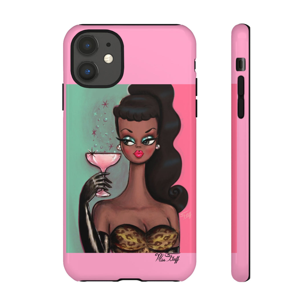 Brunette with Pink Champagne • Tough Phone Case