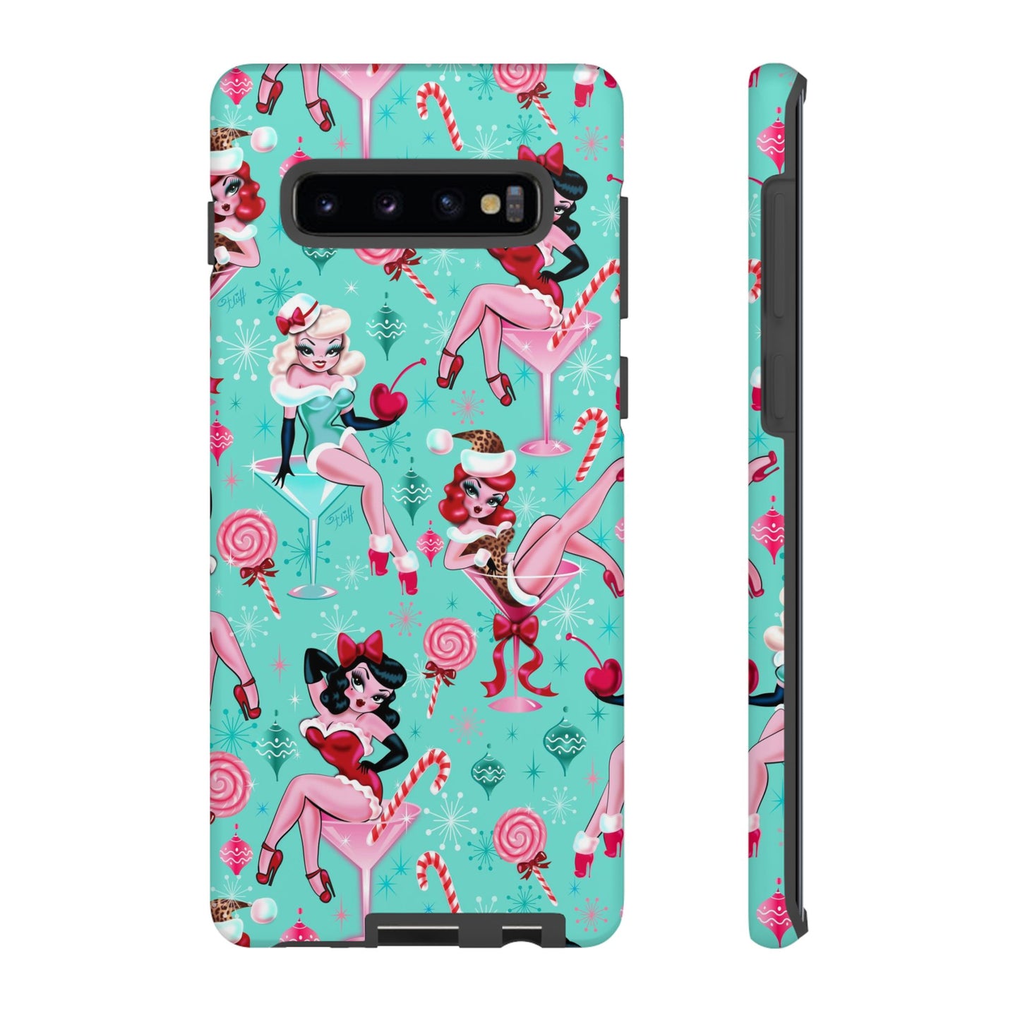 Christmas Candy Martini Pinup Girls • Tough Phone Case